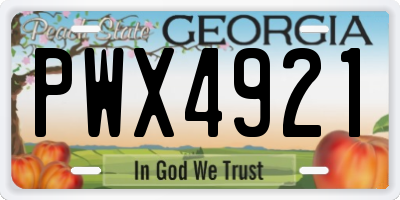 GA license plate PWX4921