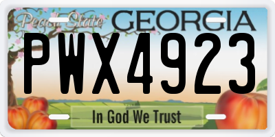 GA license plate PWX4923