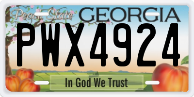 GA license plate PWX4924