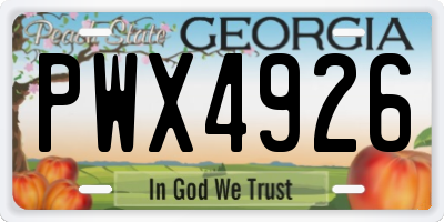 GA license plate PWX4926