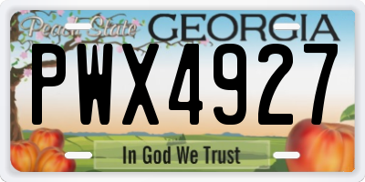 GA license plate PWX4927
