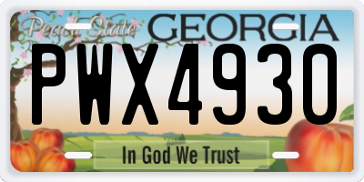 GA license plate PWX4930