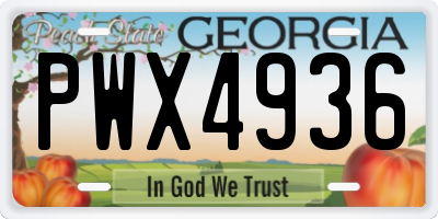 GA license plate PWX4936