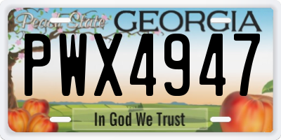 GA license plate PWX4947