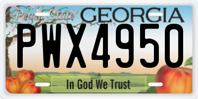 GA license plate PWX4950