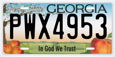 GA license plate PWX4953