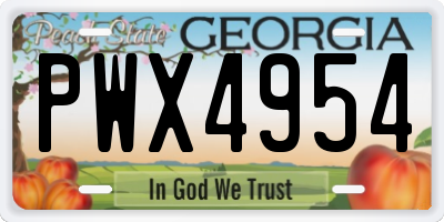 GA license plate PWX4954