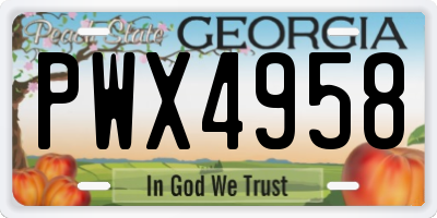GA license plate PWX4958