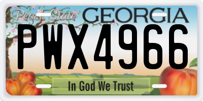 GA license plate PWX4966