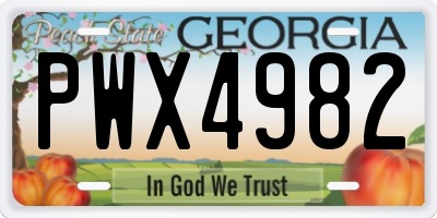 GA license plate PWX4982