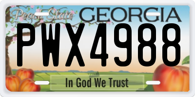 GA license plate PWX4988
