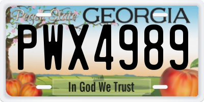 GA license plate PWX4989