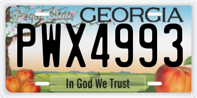 GA license plate PWX4993