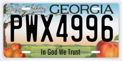 GA license plate PWX4996
