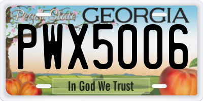 GA license plate PWX5006