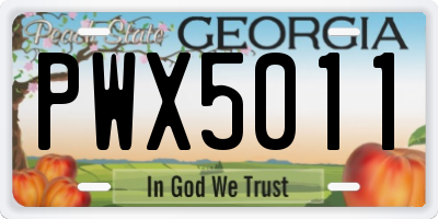 GA license plate PWX5011