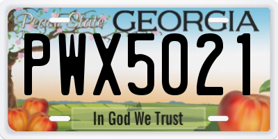 GA license plate PWX5021