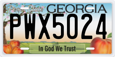 GA license plate PWX5024