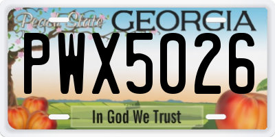 GA license plate PWX5026
