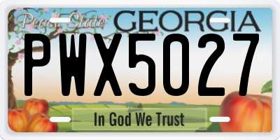 GA license plate PWX5027