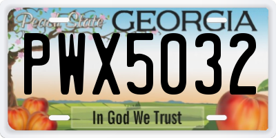 GA license plate PWX5032