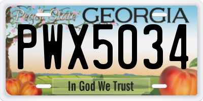GA license plate PWX5034