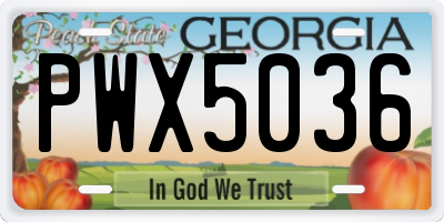 GA license plate PWX5036