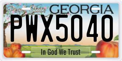 GA license plate PWX5040