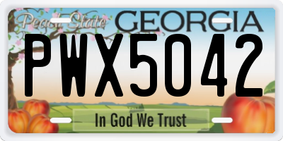 GA license plate PWX5042