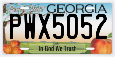 GA license plate PWX5052