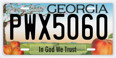 GA license plate PWX5060