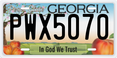 GA license plate PWX5070
