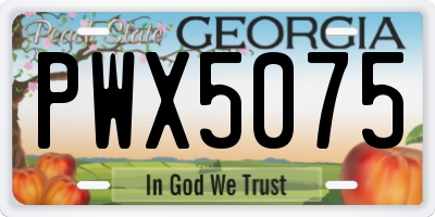 GA license plate PWX5075