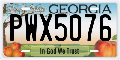 GA license plate PWX5076