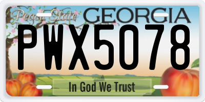 GA license plate PWX5078