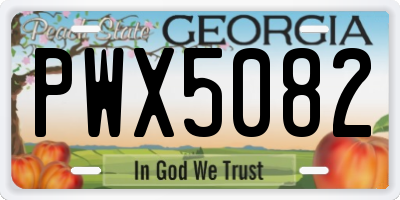 GA license plate PWX5082