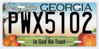 GA license plate PWX5102