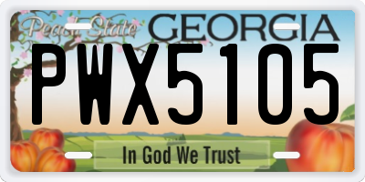 GA license plate PWX5105
