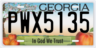 GA license plate PWX5135