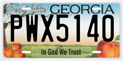 GA license plate PWX5140
