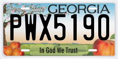 GA license plate PWX5190
