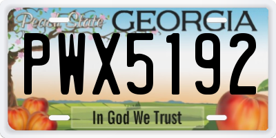 GA license plate PWX5192