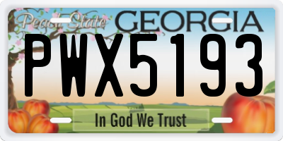 GA license plate PWX5193