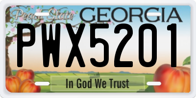 GA license plate PWX5201