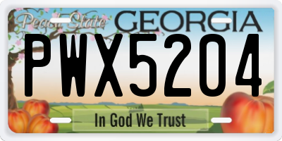GA license plate PWX5204