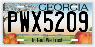 GA license plate PWX5209