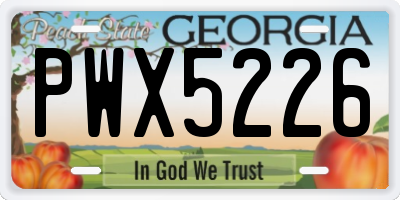 GA license plate PWX5226