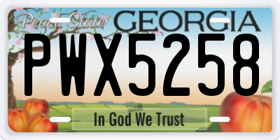 GA license plate PWX5258