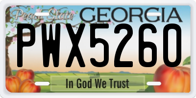 GA license plate PWX5260