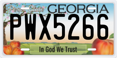 GA license plate PWX5266
